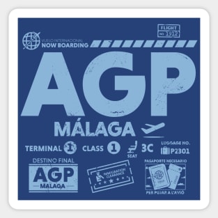 Vintage Malaga AGP Airport Code Travel Day Retro Travel Tag Spain Sticker